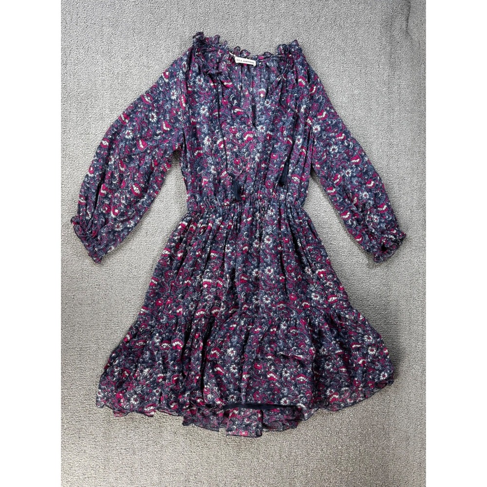 Ulla Johnson Dress Womens Size 0 Floral Silk Mini‎ Cottage Tiered Ruffle Spring